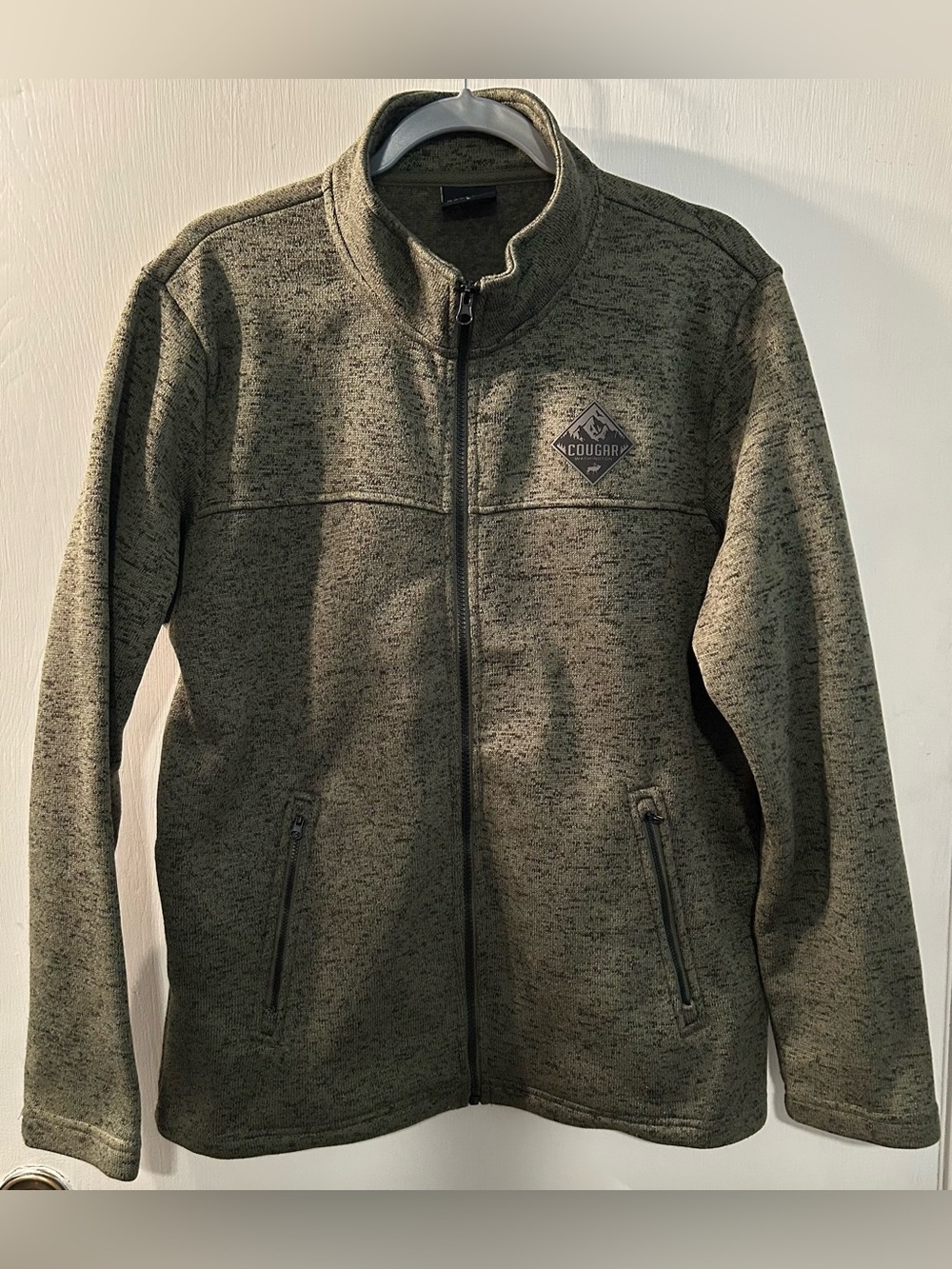 Prairie Mountain “Cougar Washington” Men's Olive green Zip-Up Knit Jacket Size L
